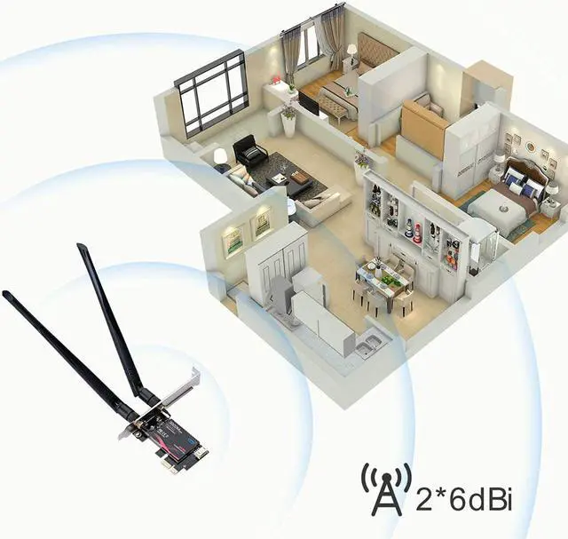 Alt view image 6 of 7 - WiFi 6 Card for PC | Wireless PCIe WiFi Card | Up to 3000Mbps with Bluetooth 5.0 | Intel AX200 Chip,MU-MIMO,OFDMA,Ultra-Low Latency | 5GHz/2.4GHz Dual-Band PCI-E Card (for Windows 10, 64-bit Only)