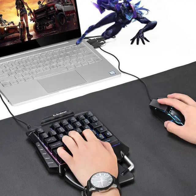 Alt view image 2 of 7 - One Handed Backlight Gaming Keyboard and Mouse Combo, Gaming Half Keyboard and Mouse with 35 Mechanical Key, USB Wired Gaming Keyboard Mouse, Single Hand Gaming Keyboard Set for Game