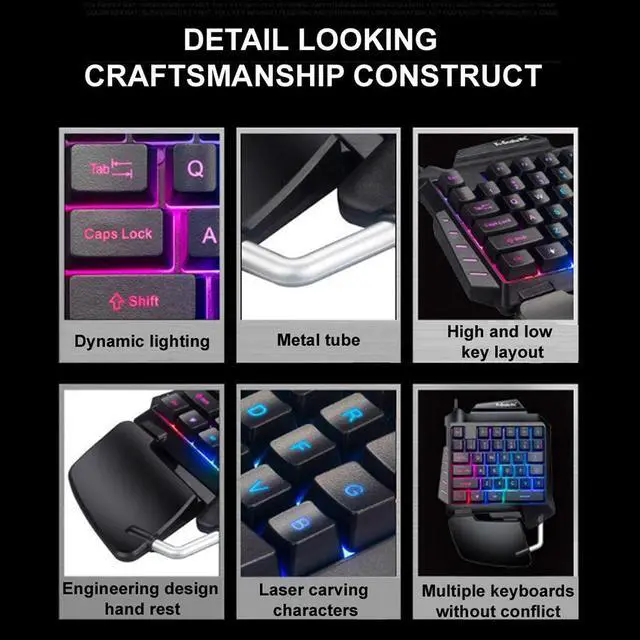 Alt view image 5 of 7 - One Handed Backlight Gaming Keyboard and Mouse Combo, Gaming Half Keyboard and Mouse with 35 Mechanical Key, USB Wired Gaming Keyboard Mouse, Single Hand Gaming Keyboard Set for Game