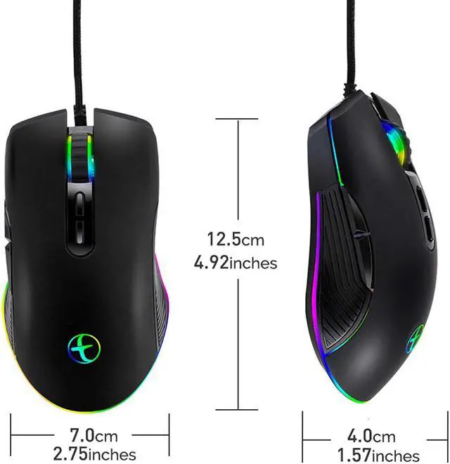 Alt view image 6 of 7 - USB C Type C Mouse, Wired USB C Mice Gaming Mouse Ergonomic 4 RGB Backlight 3200 DPI Compatible with Mac, Matebook, Chromebook, HP OMEN, Windows PC, Laptop and More USB Type C Devices (Black)