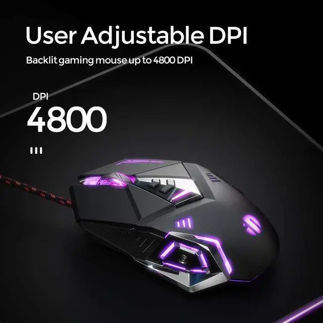 Alt view image 3 of 7 - Gaming Mouse Wired, Ergonomic Game USB Computer Mice RGB Gamer Desktop Laptop PC Gaming Mouse, 7 Programmable Buttons for Windows 7/8/10/XP Vista Linux