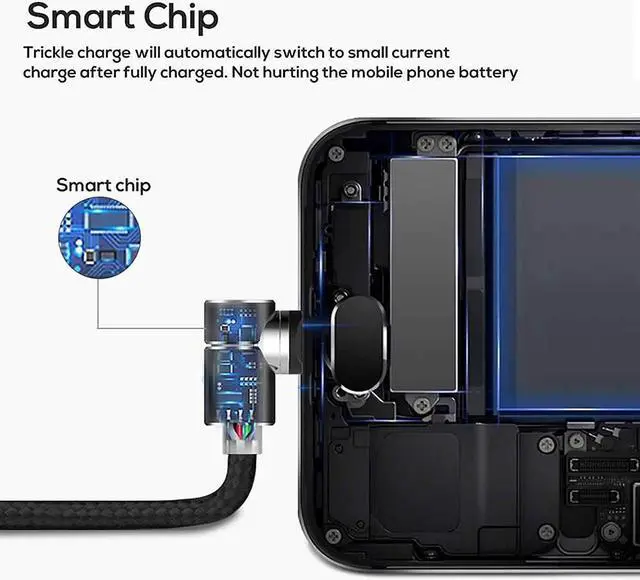 Alt view image 2 of 7 - 6.6ft 90 Degree Magnetic 3 in 1 Charging Cable USB Charger Cable Micro USB/Type C/L Connectors Magnetic Led Indicator for All Cell Phones Universa Charger Cable Multiple Charger Cable (Black)