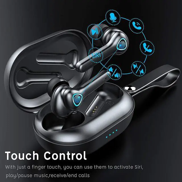 Alt view image 4 of 7 - Ture Wireless Earbuds, Bluetooth 5.0 Wireless Headphones with Mic, Noise Cancelling Bluetooth Earphones in-Ear[Enhanced Bass], USB C, IP7 Waterproof, Touch Control, 35H Playtime Earphone (Black)