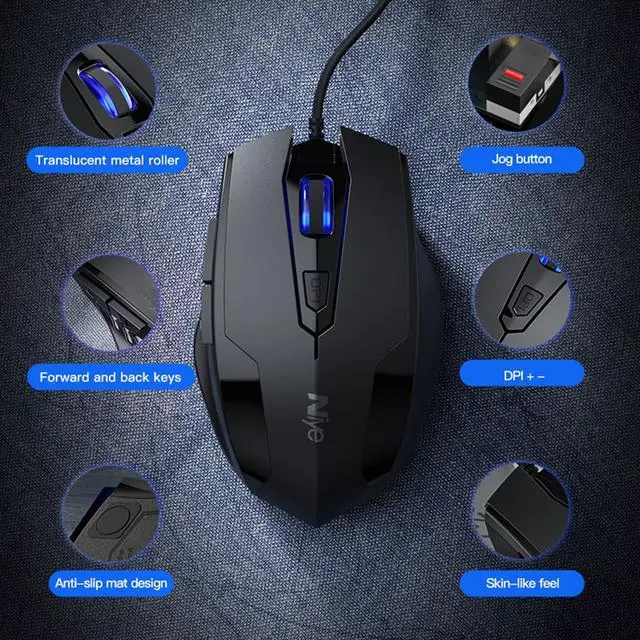 Alt view image 4 of 7 - Ergonomic Gaming Mouse 2400DPI Wired Optical Maus for Computer PC Laptop Accessories Not Bluetooth Mouses Gamer 6 Keys Mice (Black)