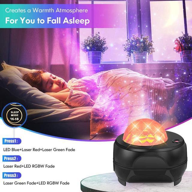 Alt view image 5 of 7 - Star Projector Night Lights, 3 in 1 Galaxy Projector Light, Sky Nebula/Moving Ocean Wave, Best Gift for Kids Adults for Bedroom/Party with Hi-Fi Stereo Bluetooth Speaker, Voice&Remote Control