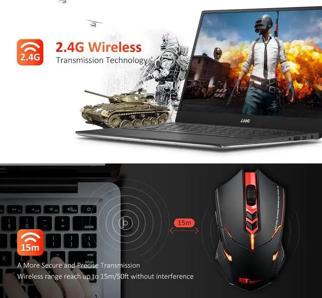 Alt view image 2 of 7 - Wireless Mouse [7 Silent Click Buttons] 2.4G Professional Cordless Gaming & Office Optical Mice with 5 Adjustable DPI for Laptop PC Computer Windows Mac etc. – Super Energy Saving