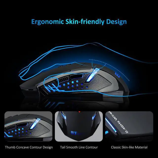 Alt view image 5 of 7 - Wireless Mouse [7 Silent Click Buttons] 2.4G Professional Cordless Gaming & Office Optical Mice with 5 Adjustable DPI for Laptop PC Computer Windows Mac etc. – Super Energy Saving