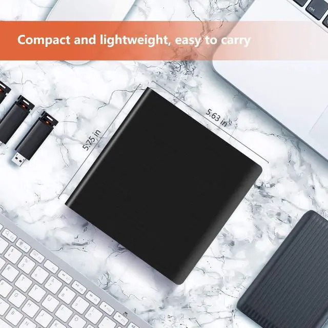 Alt view image 7 of 7 - External DVD Drive for Laptop, Portable High-Speed USB-C & USB 3.0 CD Burner/DVD Reader Writer for PC Desktops, Compatible with Windows/Mac OS X/Linux
