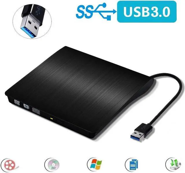 Main image of External DVD Drive for Laptop, Portable High-Speed USB-C & USB 3.0 CD Burner/DVD Reader Writer for PC Desktops, Compatible with Windows/Mac OS X/Linux