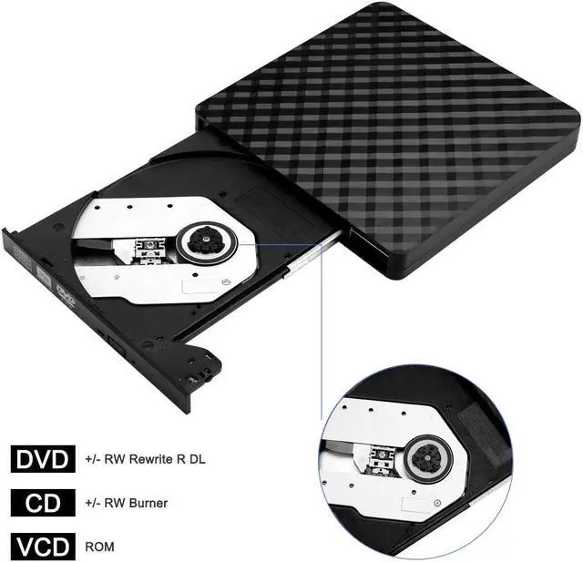 Alt view image 3 of 7 - External DVD CD Driver,  USB 3.0 Portable Slim Burner DVD+/-RW Writer Plug and Play DVD/CD-ROM Rewriter CD Player for PC Laptop, Notebook, Desktop Supports Mac OS, Windows 10/8/7/XP/Vista