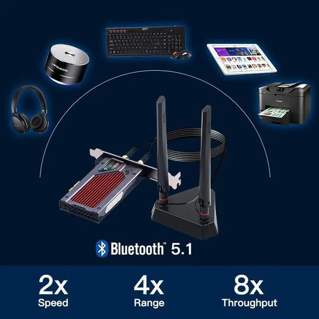 Alt view image 5 of 7 - 3000Mbps WiFi 6 PCI-E Bluetooth 5.1Dual Band Gaming Wireless PCIe Card RGB WiFi Adapter 2.4G/5G 802.11AX WI-Fi Intel AX200 WLan