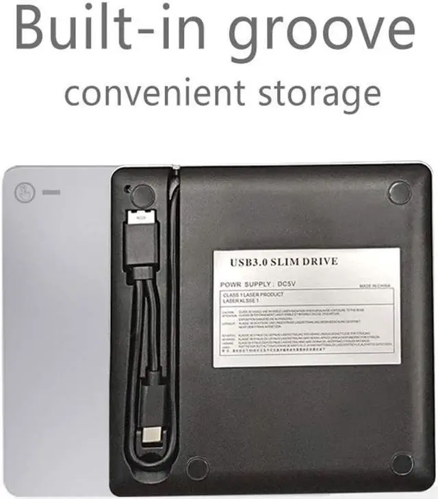 Alt view image 7 of 7 - External DVD Drive, USB 3.0 / USB C 3.1 Type-C Slim CD ROM Portable Slot-in CD DVD+/-RW Player Burner Writer for Mac MacBook Air Pro Laptop PC Windows (Silver)