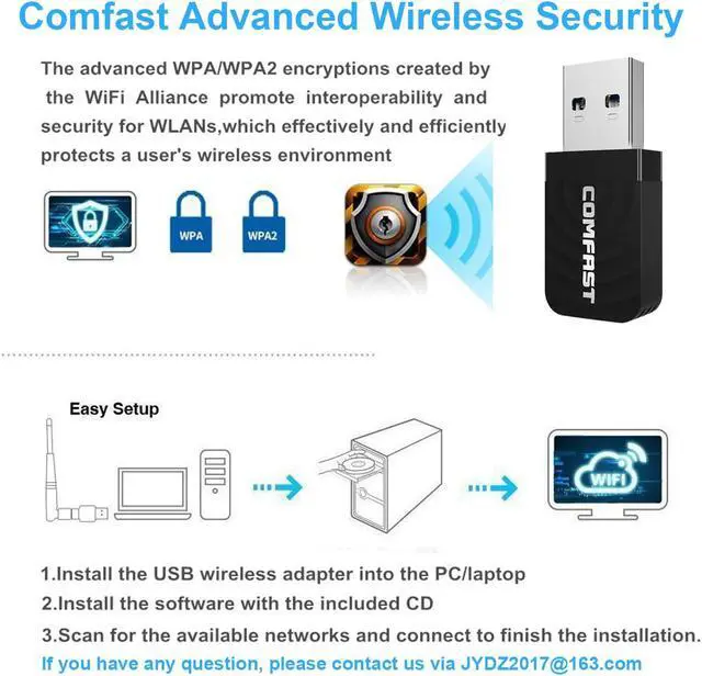 Alt view image 2 of 7 - USB WiFi Adapter, 1300Mbps USB Wireless Network Adapter USB 3.0 USB WiFi Dongle 812 AC with Dual Band 2.4GHz/5.8GHz High Speed for PC Windows 7/8/10/XP, Max 10