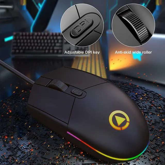 Alt view image 5 of 7 - Wired Mouse, USB Computer Mouse Wired for Office and Home, 1600 DPI Optical Mouse, Ergonomic Shape Compatible with Laptop, Desktop (BLACK)
