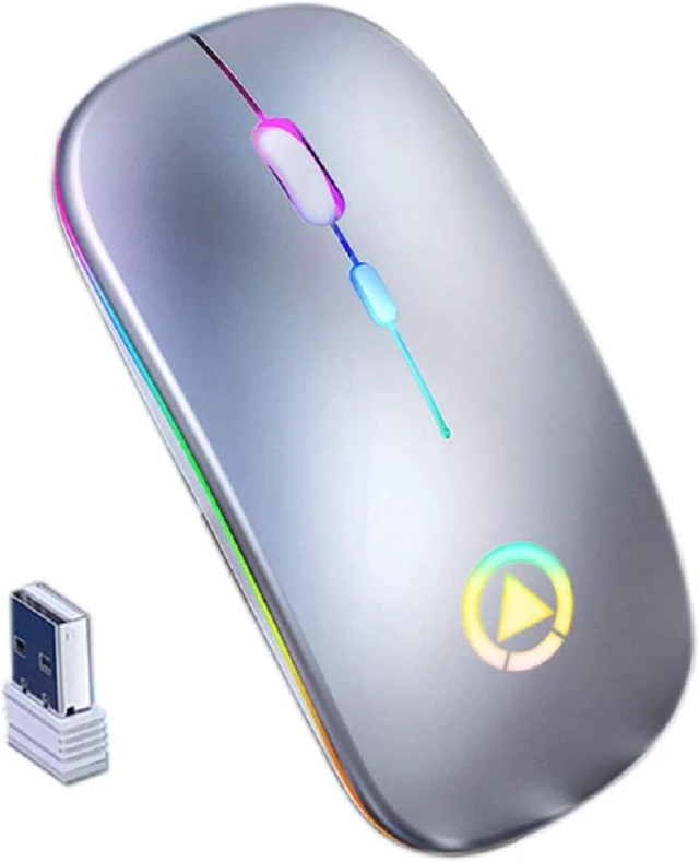 Main image of Ultra Slim Silent 2.4G Wireless Mouse Lightweight Portable LED Colour Light Rechargeable Mouse for Laptop (Colour: Black)