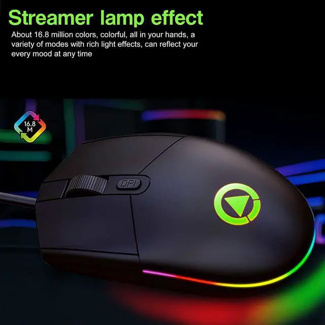 Alt view image 2 of 7 - Wired Mouse, USB Computer Mouse Wired for Office and Home, 1600 DPI Optical Mouse, Ergonomic Shape Compatible with Laptop, Desktop [BLACK]