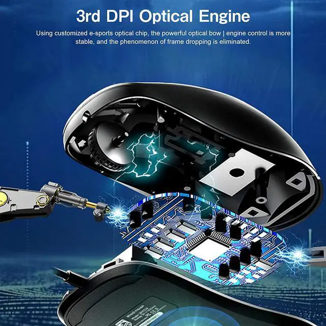 Alt view image 3 of 7 - Wired Mouse, USB Computer Mouse Wired for Office and Home, 1600 DPI Optical Mouse, Ergonomic Shape Compatible with Laptop, Desktop [BLACK]