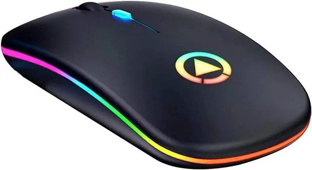 Main image of Ultra Slim Silent 2.4G Wireless Mouse Lightweight Portable LED Colour Light Rechargeable Mouse for Laptop (Colour: Black)