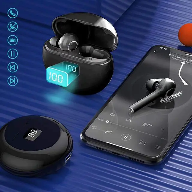 Alt view image 4 of 7 - TWS Wireless Headphones Bluetooth 5.0 Hi-Fi Sound Stereo Earphones, Noise Reduction Sports Headset with Charging Case, Smart Touch Control, Built-in Microphone for Hands-Free Earbuds