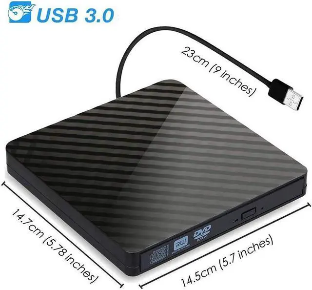Alt view image 7 of 7 - External DVD Drive, Superspeed CD DVD Drive USB 3.0 Portable Reader Player,Ultra-Slim DVD/RW CD/RW DVD Drive Internal Hi-Fi Burner for Mac OS, PC Laptop, Windows XP/7/8/10/Vista/Linux (Black.)