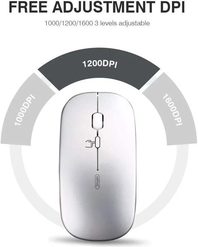 Alt view image 5 of 7 - Wireless Mouse Rechargeable, Ultra Thin 1600 DPI Mini 2.4G Silent Optical Cordless Mouse Mice for Laptop, PC, Computer, Mac