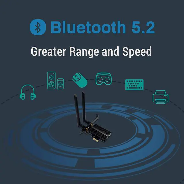 Alt view image 3 of 7 - WiFi 6E 5400Mbps AX210 wireless PCIe card, updated to 6G/5.8G/2.4GHz Tri-Band, Bluetooth 5.2, 802.11AX Internal Network Adapter for PC with MU-MIMO, Ultra-Low Latency, Support Windows10 (64bit)