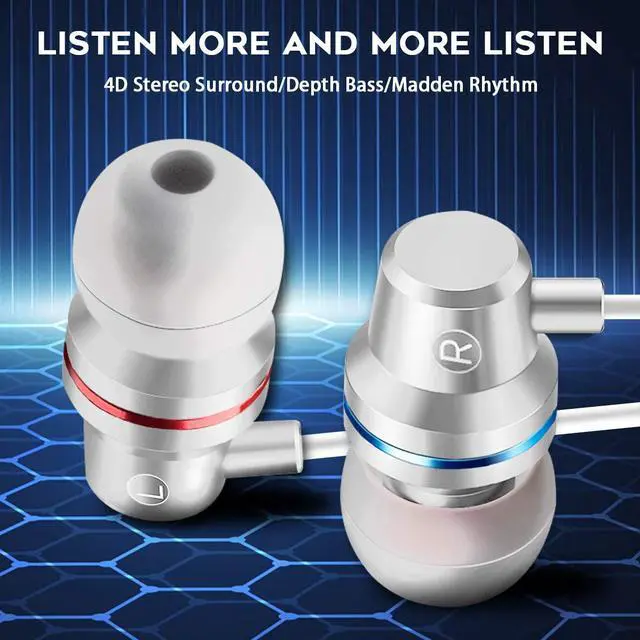 Alt view image 3 of 7 - 1 Pair Earbuds Compatible for Oculus Quest 2/ Oculus Rift S Earphone, Noise Isolating [L/R Single Channel] [360 Degree Surround][Graphene Vibrating Diaphragm] In-Ear Stereo Headphones - White