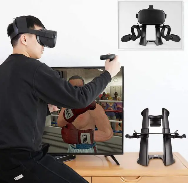 Alt view image 5 of 7 - VR Headset Stand - VR Stand Virtual Reality Headset and Controllers Holder, VR Headset Holder and Controller Mount Station for Oculus Quest, Quest 2, Rift or Rift S Headset and Touch Controller