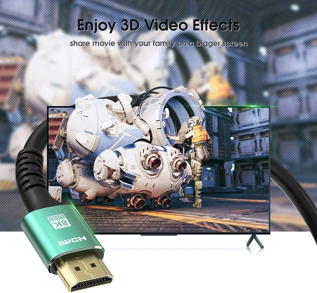 Alt view image 7 of 7 - HDMI 2.1 Cable 8K 1.5m/4.9ft, High-Speed 48Gbps HDMI Cable Male to Female Support 8K @60Hz, 4K @120Hz, Dynamic HDR, eARC, VRR, 3D HDMI Extension Cable for TV/PC/PS3/Set-top Box/Monitor