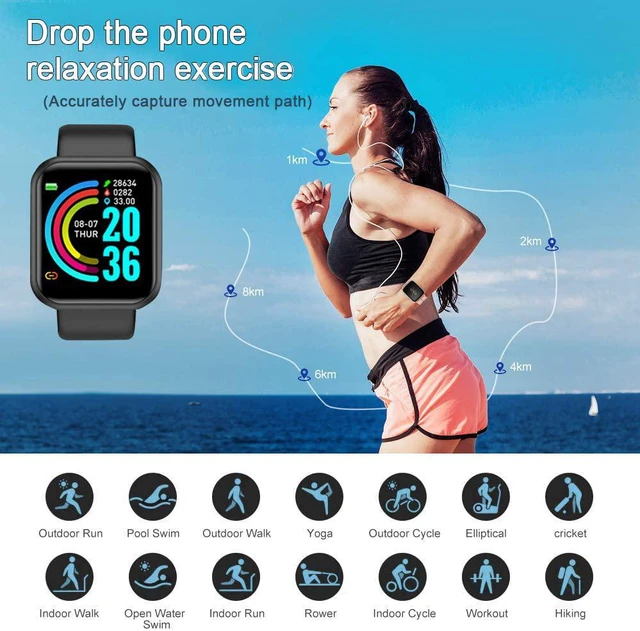 Alt view image 6 of 7 - Activity Smart Watch for Androidand iOS Phones Compatible iPhone Samsung, IP65 Swimming Waterproof Smartwatch Fitness Tracker Fitness Watch Heart Rate Monitor Smart Watches for Men Women