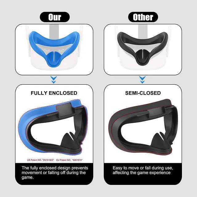 Alt view image 4 of 7 - VR Face Silicone Cover Mask for Oculus Quest 2 Headset Face Pad Cushion Sweatproof Washable Light Blocking Oculus Quest 2 Accessories