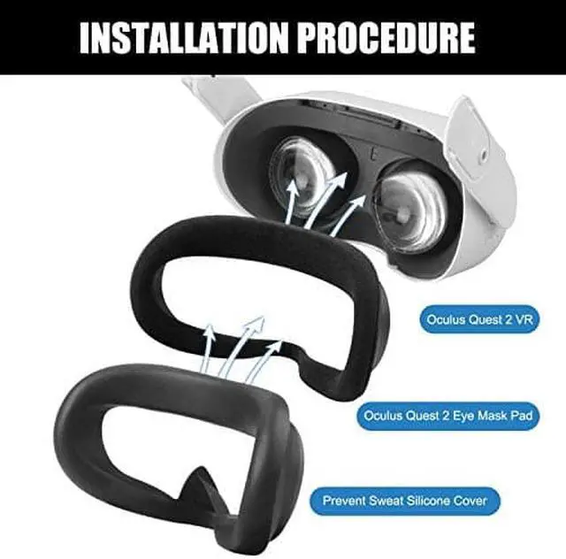 Alt view image 3 of 7 - VR Face Silicone Cover Mask for Oculus Quest 2 Headset Face Pad Cushion Sweatproof Washable Light Blocking Oculus Quest 2 Accessories