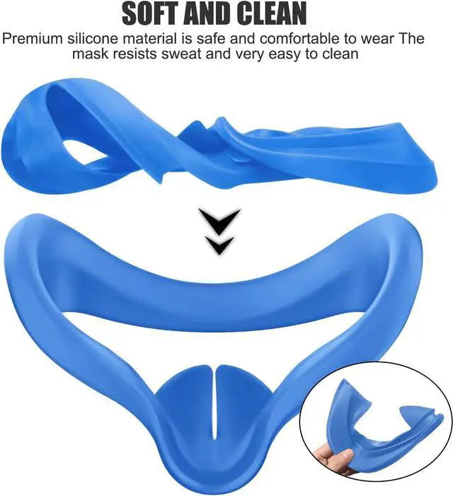 Alt view image 5 of 7 - VR Face Silicone Cover Mask for Oculus Quest 2 Headset Face Pad Cushion Sweatproof Washable Light Blocking Oculus Quest 2 Accessories