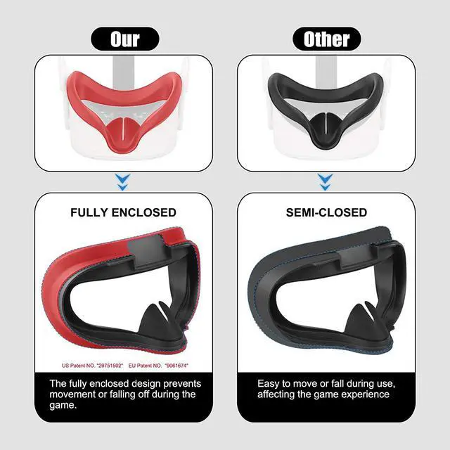 Alt view image 4 of 7 - VR Face Silicone Cover Mask for Oculus Quest 2 Headset Face Pad Cushion Sweatproof Washable Light Blocking Oculus Quest 2 Accessories