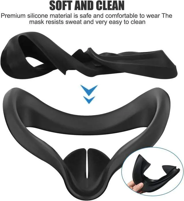 Alt view image 5 of 7 - VR Face Silicone Cover Mask for Oculus Quest 2 Headset Face Pad Cushion Sweatproof Washable Light Blocking Oculus Quest 2 Accessories