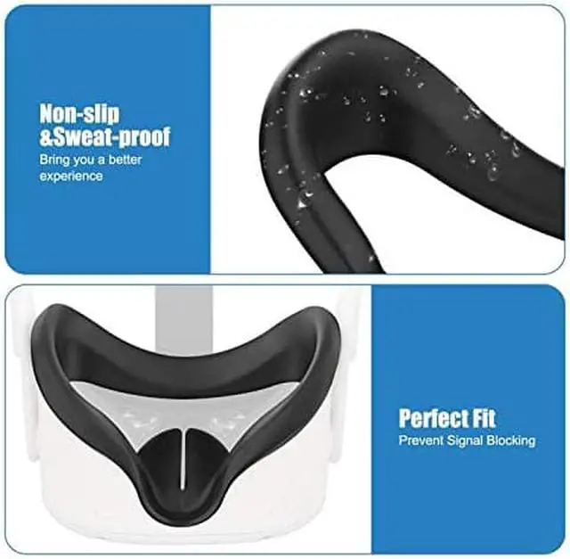 Alt view image 4 of 7 - VR Face Silicone Cover Mask for Oculus Quest 2 Headset Face Pad Cushion Sweatproof Washable Light Blocking Oculus Quest 2 Accessories