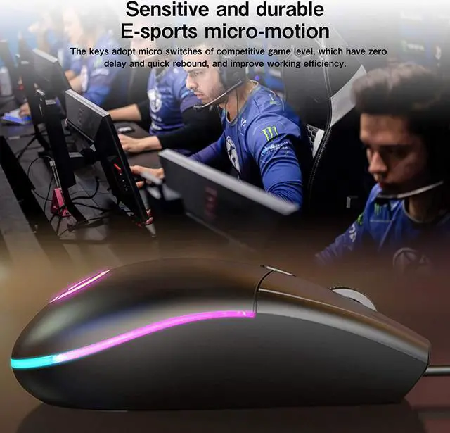 Alt view image 6 of 7 - Wired Gaming Mice, Computer USB Mouse Wired for Office and Home, 1600 DPI Optical Mouse, Ergonomic Shape Compatible with Laptop, Desktop (Black)