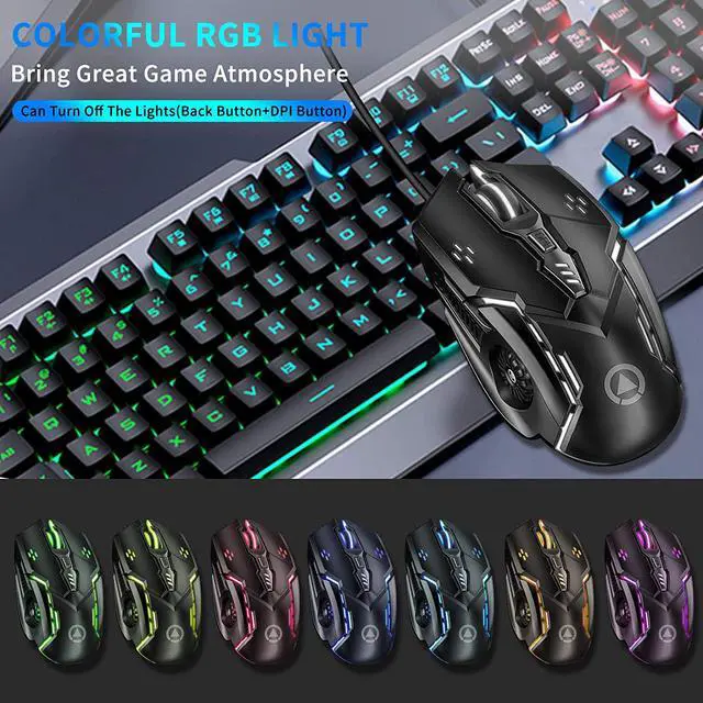 Alt view image 2 of 7 - Wired Gaming Mouse, RGB Multi-Colour 3200DPI USB Wired Mouse Silent Mice Computer Accessories, For Home Office Games 6 Buttons Multiple Functions(Black)