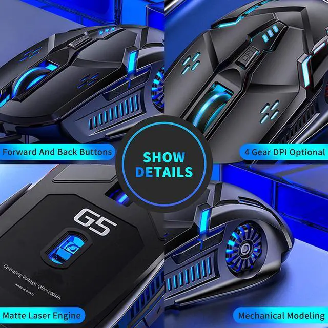 Alt view image 5 of 7 - Wired Gaming Mouse, RGB Multi-Colour 3200DPI USB Wired Mouse Silent Mice Computer Accessories, For Home Office Games 6 Buttons Multiple Functions(Black)