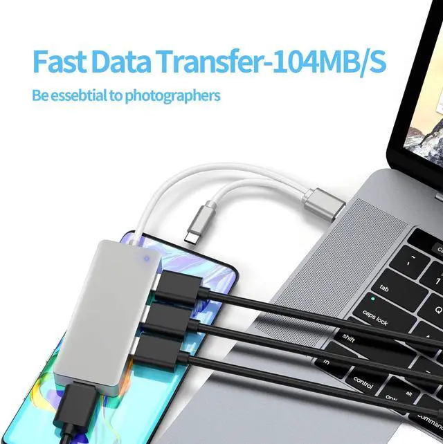 Alt view image 2 of 7 - 4-Port USB 3.0 HUB, Aluminum USB C & USB 3.0 to USB Adapter with 4 USB 3.0 Ports, Ultra Slim Portable USB Splitter for Laptop MacBook, Mac Pro/Mini, iMac, Ps4, Surface Pro, XPS, PC, Flash Drive