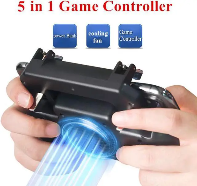 Alt view image 2 of 7 - Gaming Grip with Portable Charger Cooling Fan,for PUBG Mobile Controller L1R1 Mobile Game Trigger Joystick for 4-6.5" Phone (4000mAh)