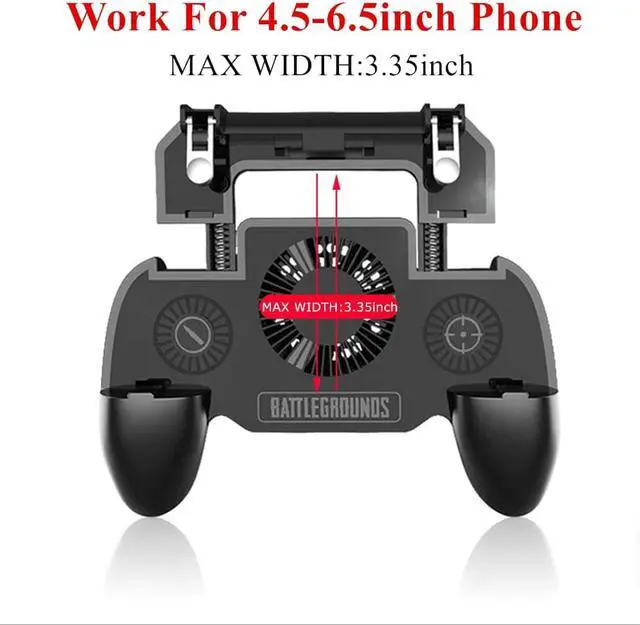 Alt view image 5 of 7 - Gaming Grip with Portable Charger Cooling Fan,for PUBG Mobile Controller L1R1 Mobile Game Trigger Joystick for 4-6.5" Phone (4000mAh)