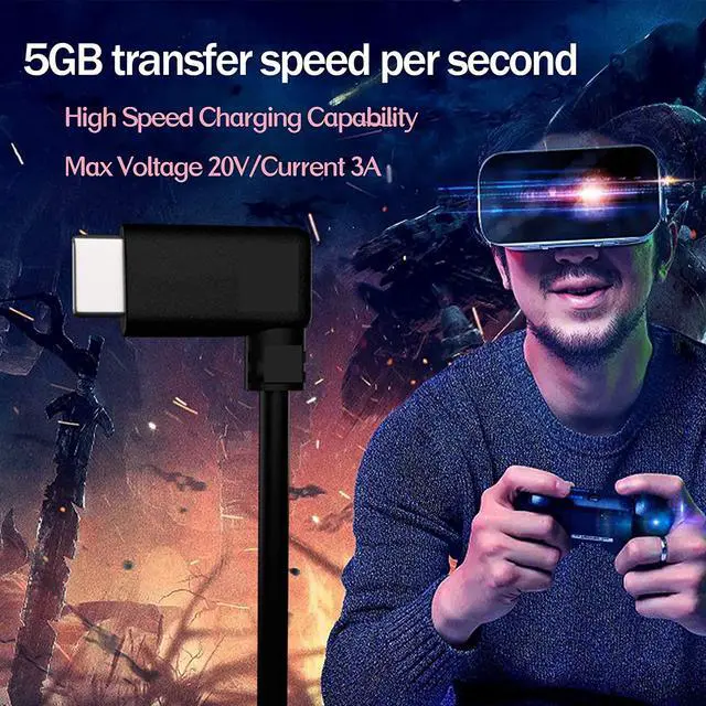 Alt view image 3 of 7 - for Oculus Quest 2 Link Cable 16ft(5m), USB Type C to USB C Cable USB 3.2 High Speed Data Transfer & Fast Charging Compatible with Oculus Quest VR Headset and Quest 2 - Black