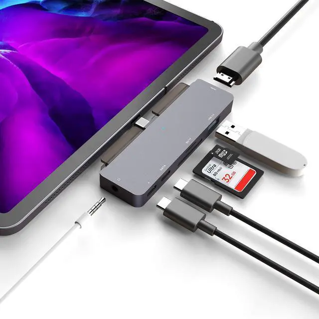 Main image of 7-in-1 USB C Hub Adapter Multiport, with 4K HDMI, USB Type C PD Fast Charging and SD - Dongle Compatible with iPad Pro 2020 2018,iPad Air4, MacBook Pro / Air and More