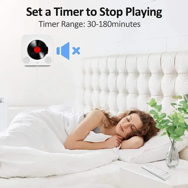 Alt view image 5 of 7 - Portable CD Player, Bluetooth Speakers & FM Radio with LCD Screen, Wall Mountable CD Music Player with IR Remote Control, Supports CD/Bluetooth/FM/U Disk/SD Card/AUX