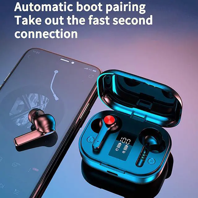 Alt view image 2 of 7 - True Wireless Earbuds, TWS Bluetooth Headphones Touch Control, Sport Earphones with Mic Charging Case, Stereo in-Ear Headset with Bass, CVC 8.0 Noise Reduction/48H Playtime/USB-C/IPX7 Waterproof