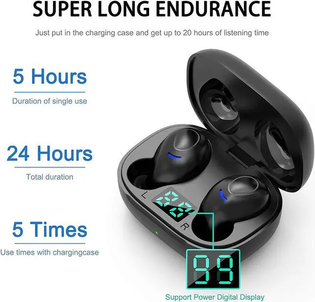 Alt view image 4 of 7 - Ture Wireless Earbuds, Bluetooth Headphones in Ear, CVC 8.0 Noise Cancelling, IPX7 Waterproof, 36H Playtimes Wireless Headphones with Mic and Mini Portable Digital Display Charging Case