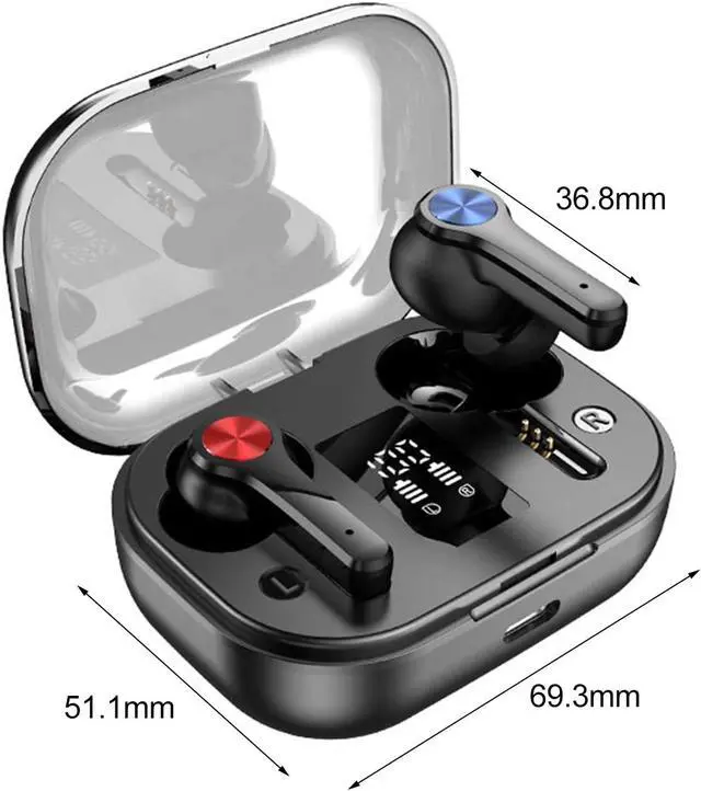 Alt view image 6 of 7 - True Wireless Earbuds, TWS Bluetooth Headphones Touch Control, Sport Earphones with Mic Charging Case, Stereo in-Ear Headset with Bass, CVC 8.0 Noise Reduction/48H Playtime/USB-C/IPX7 Waterproof