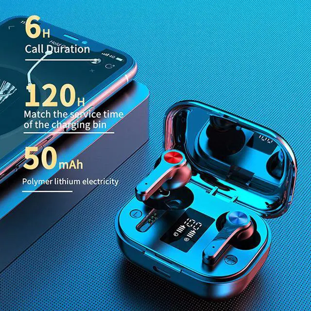 Alt view image 4 of 7 - True Wireless Earbuds, TWS Bluetooth Headphones Touch Control, Sport Earphones with Mic Charging Case, Stereo in-Ear Headset with Bass, CVC 8.0 Noise Reduction/48H Playtime/USB-C/IPX7 Waterproof