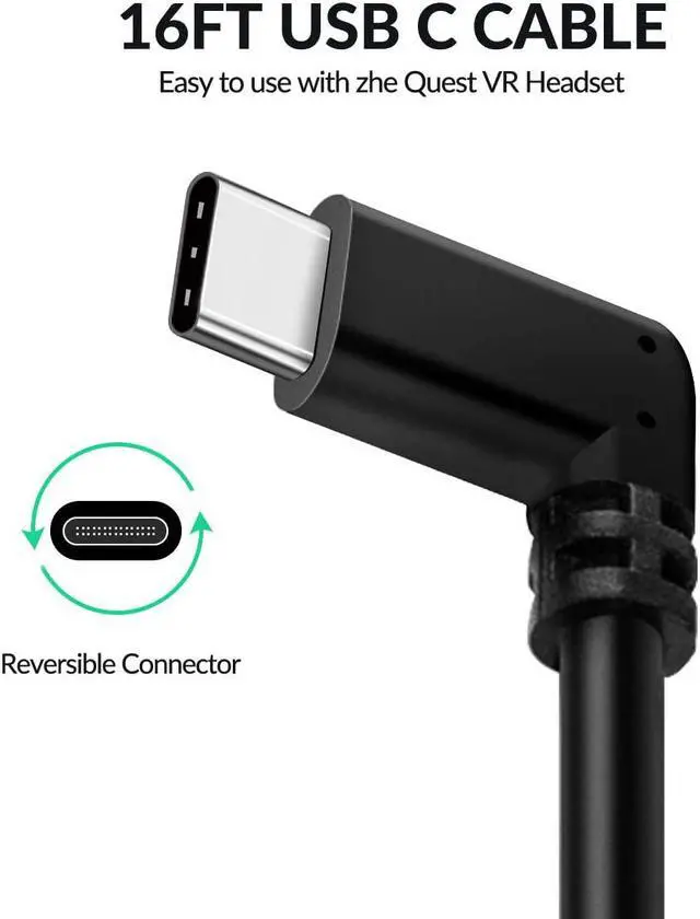 Alt view image 3 of 14 - VR Quest Link Cable 16ft, for Oculus Quest 2 Link Cable, High Speed Data Transfer& Fast Charging USB C Cable, Compatible for Oculus Quest 2/Quest 1 Link Cable, for Oculus Quest Headset and Gaming PC